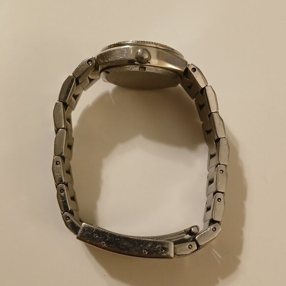 Glitzy Fossil AM-4175 MOP Dial Crystal Bezel All Stainless Women's Dress Watch - Picture 8 of 13